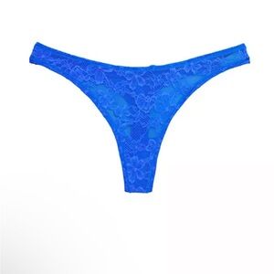NWOT Fleur du Mal Le Stretch Lace Thong in Electric Blue